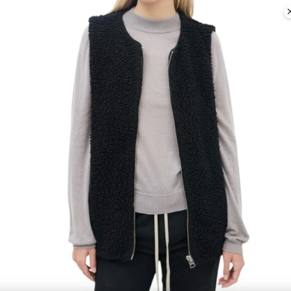 Aritzia Wilfred Chatou Black Teddy Vest Sherpa Siz S - Picture 2 of 3